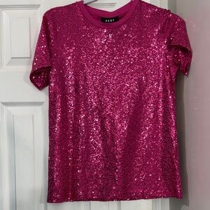 DKNY Fuchsia Sequin Top